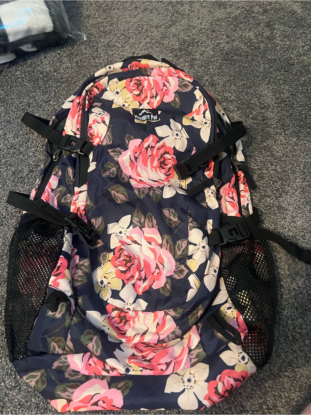 Floral Navy Rose Backpack - Pink Navy